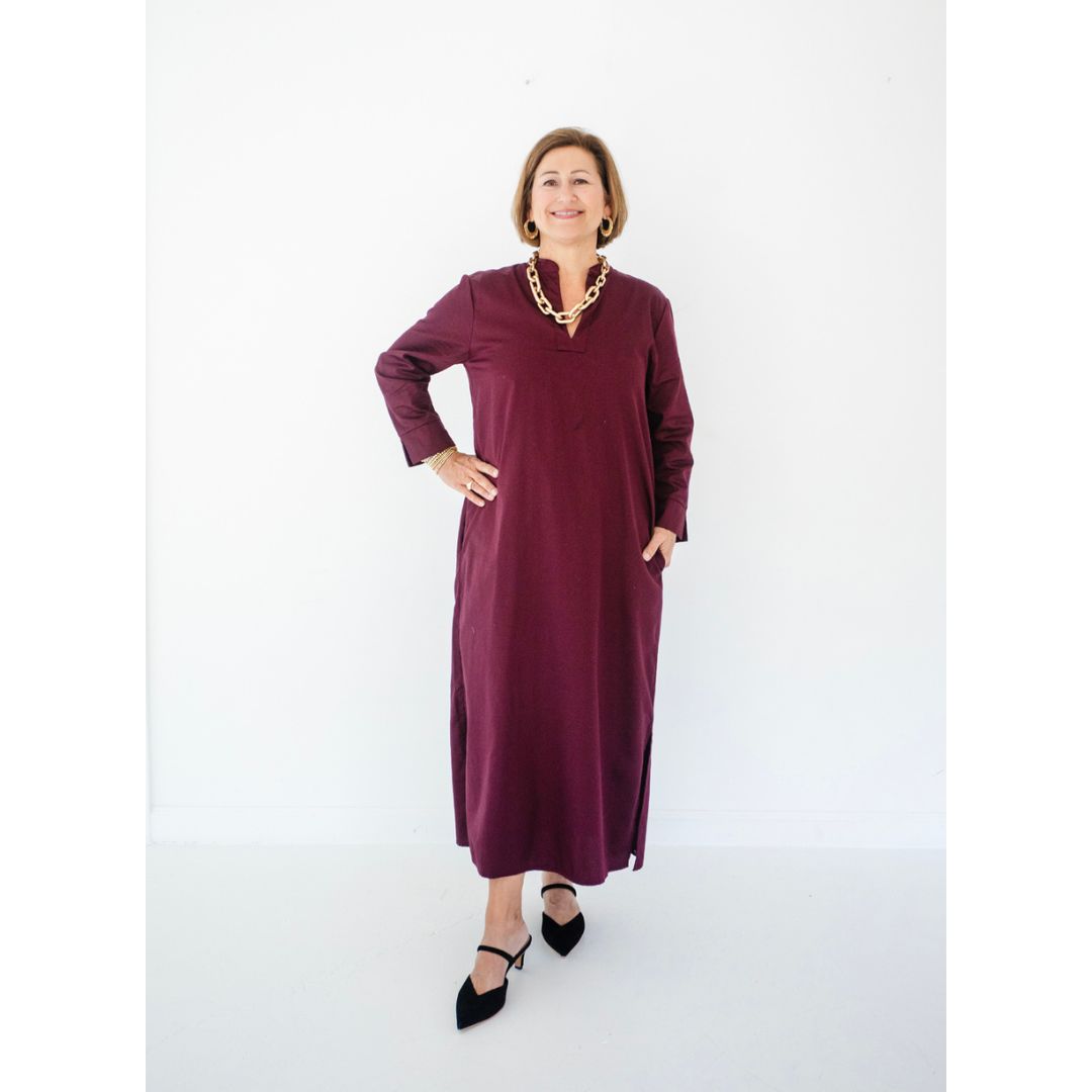 Poppy Long Caftan Dress - Aubergine