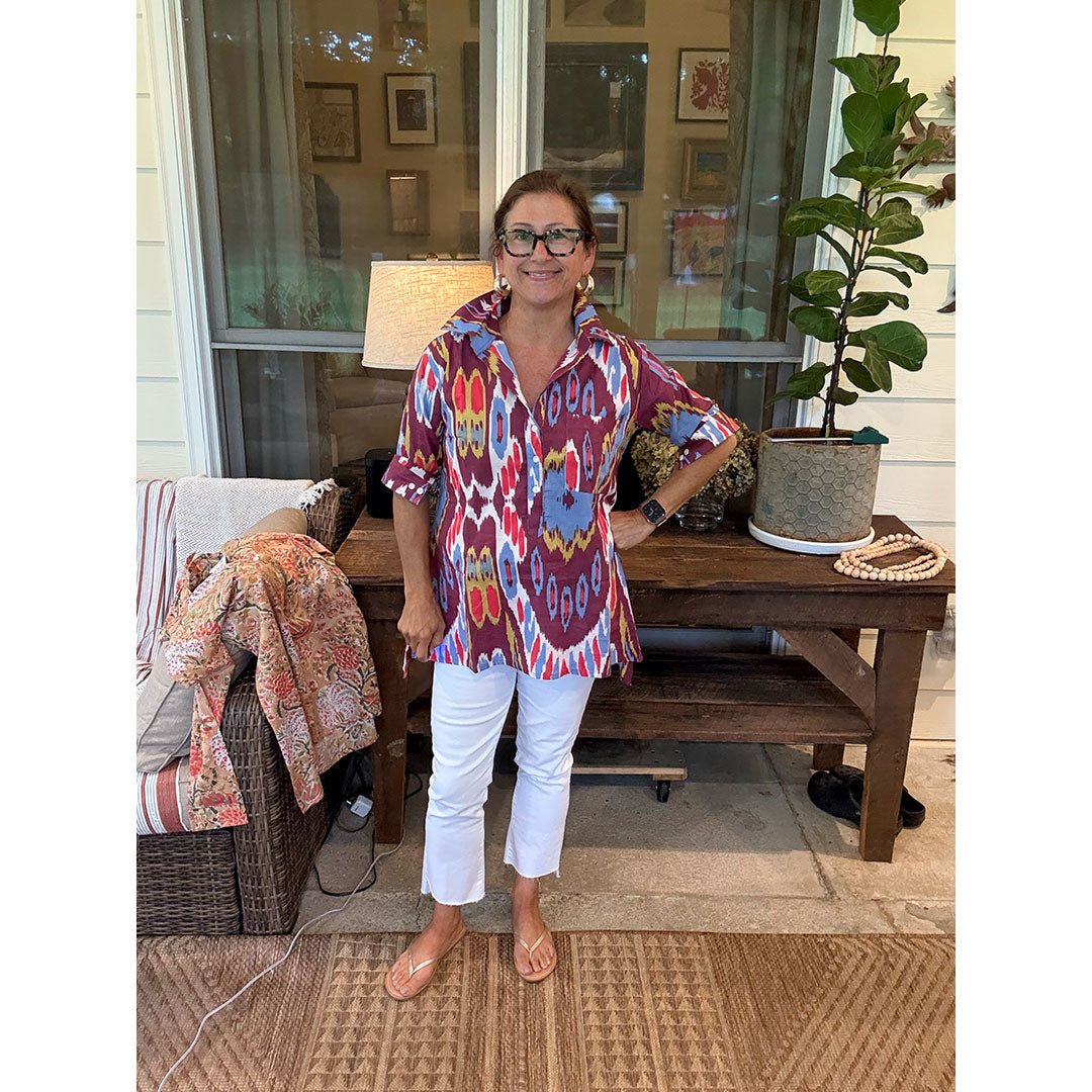 Lucia Printed Top - Purple Ikat