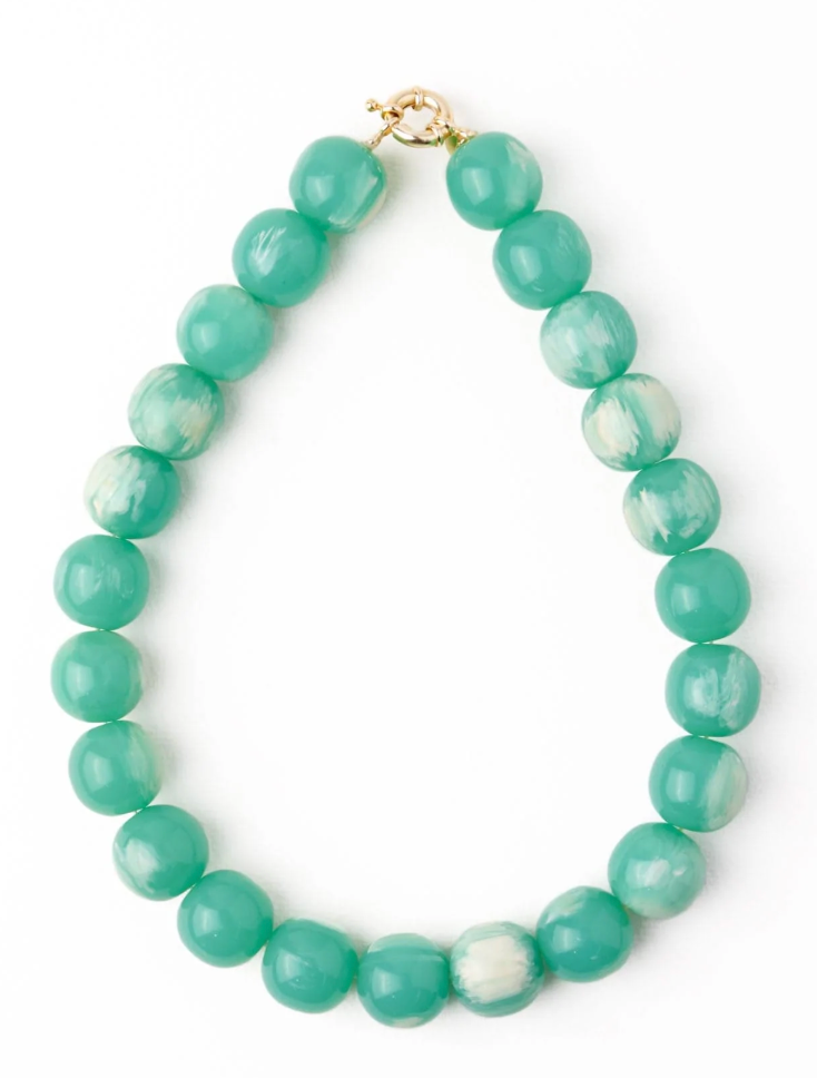 Iris Beaded Necklace - Sea Foam Green