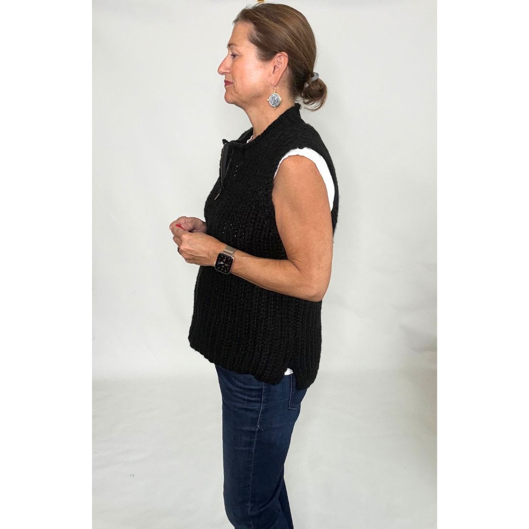 Tara Zip Vest - Black