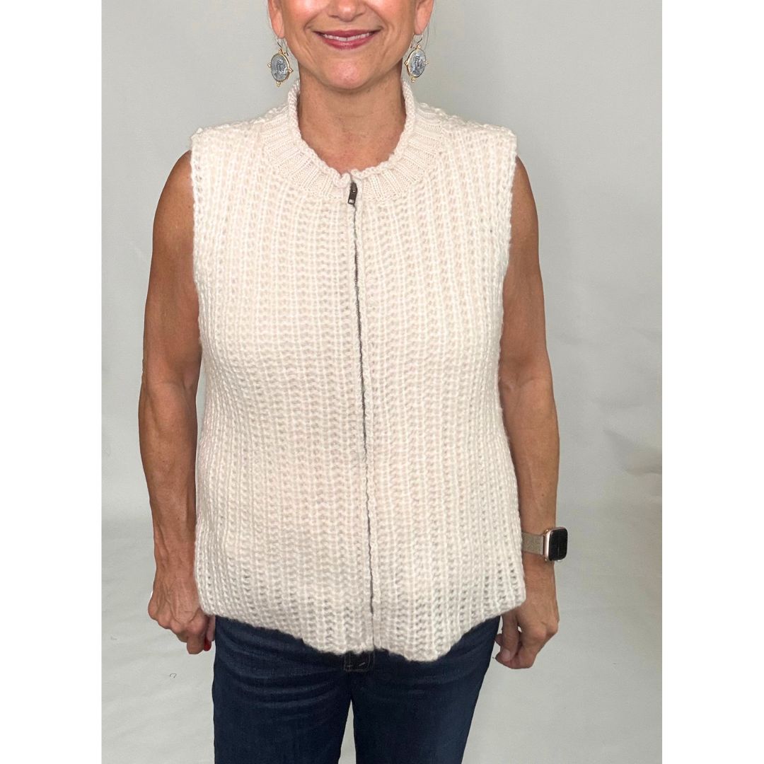 Tara Zip Vest - Almond
