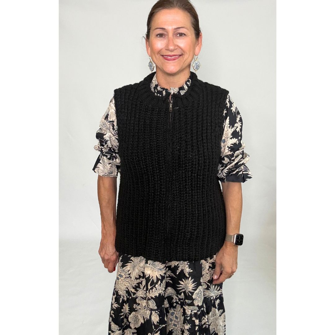 Tara Zip Vest - Black
