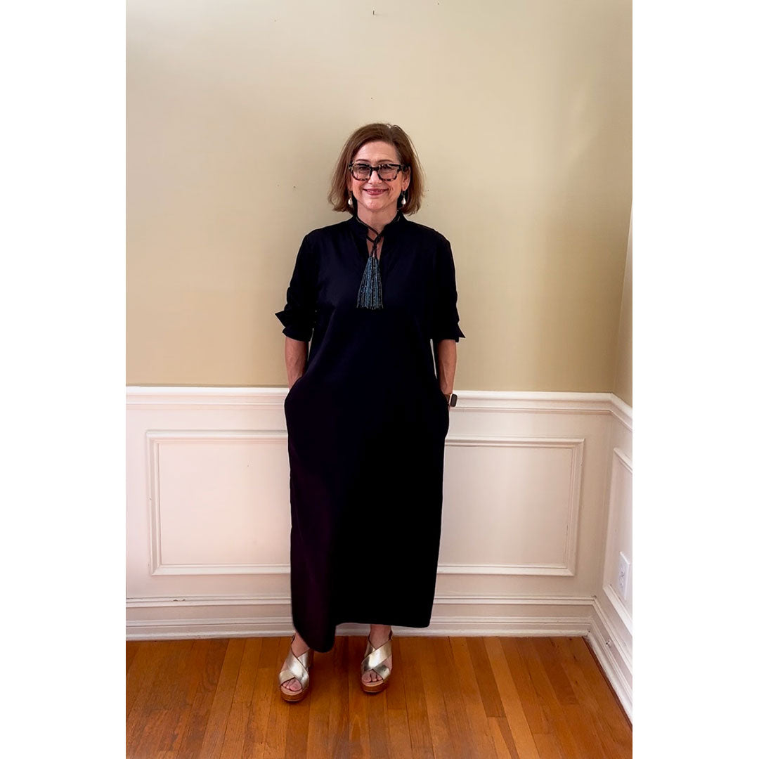 Poppy Long Caftan Dress - Black