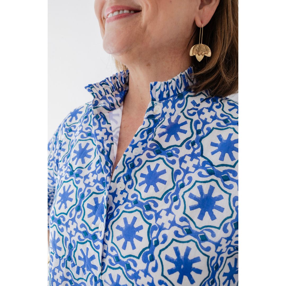 Margot Dress - Blue Geo