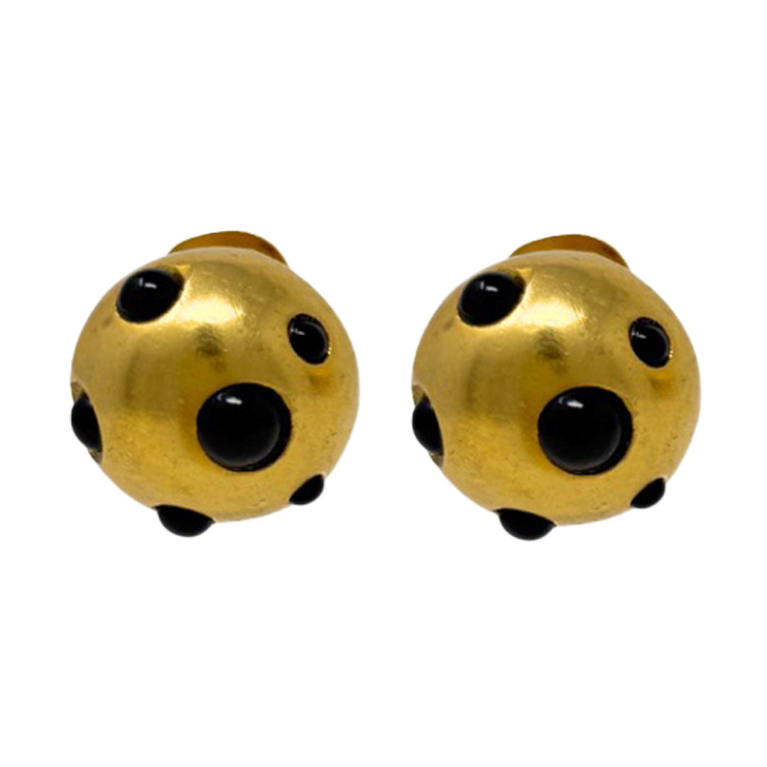 Button Earrings - Onyx