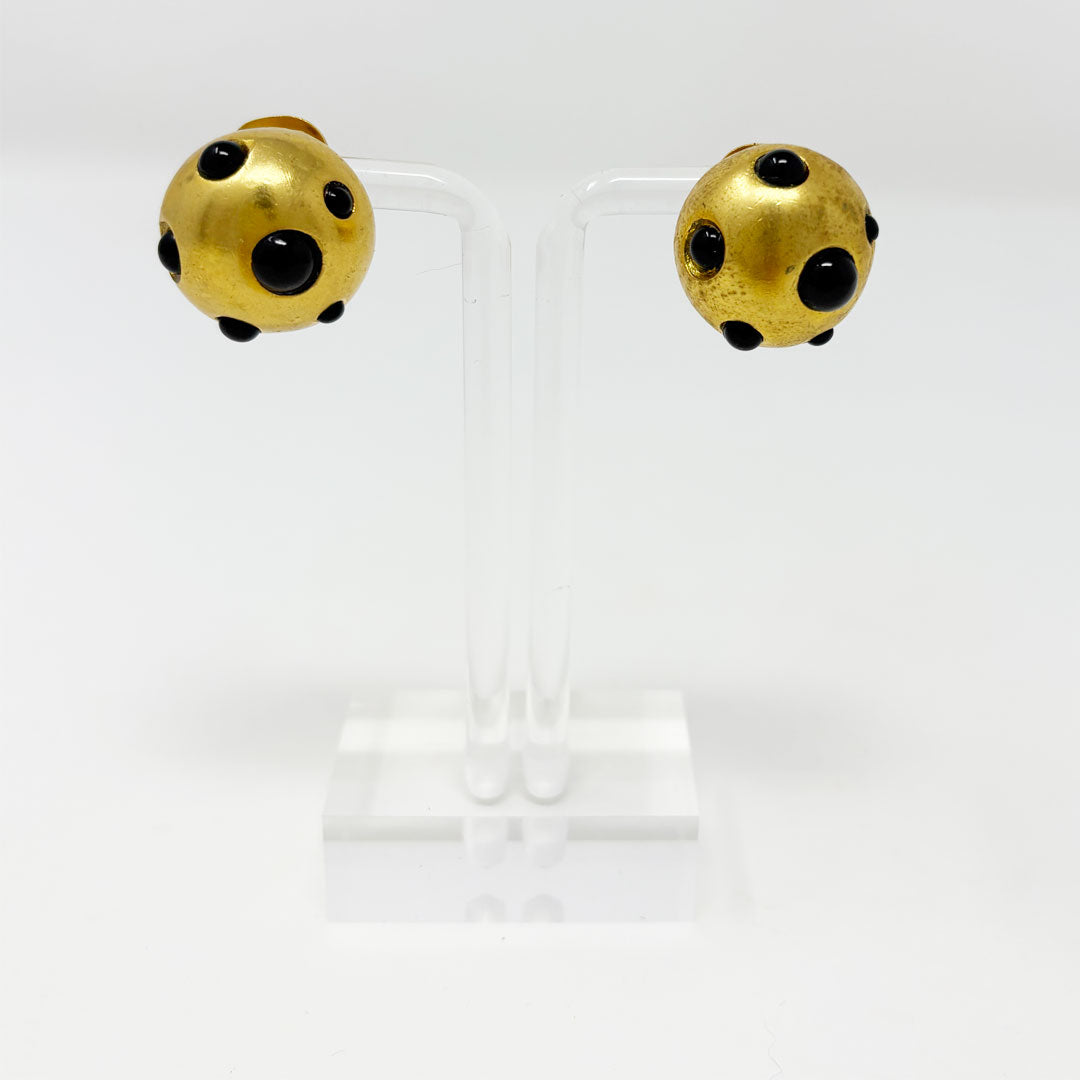 Button Earrings - Onyx