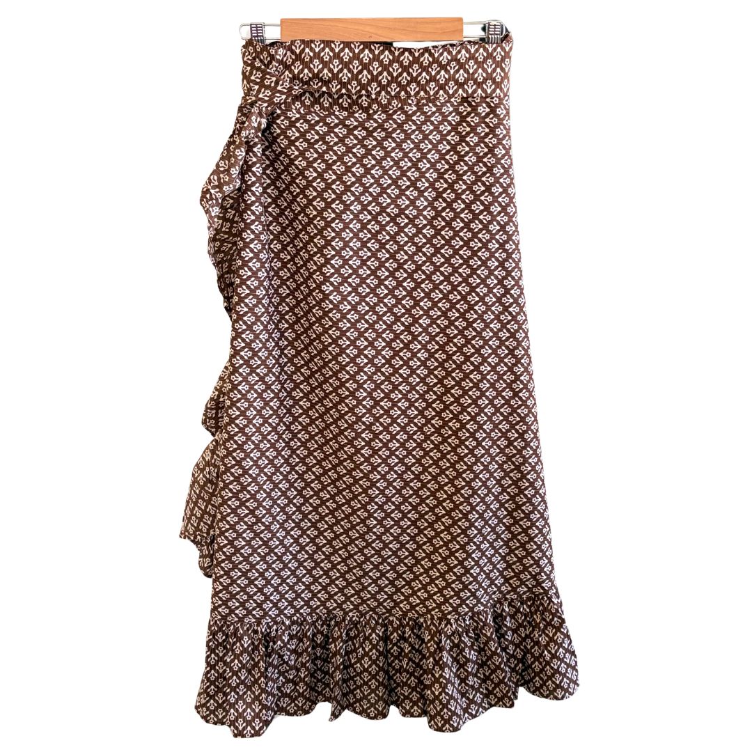 Sofia Wrap Skirt - Brown Floral Print