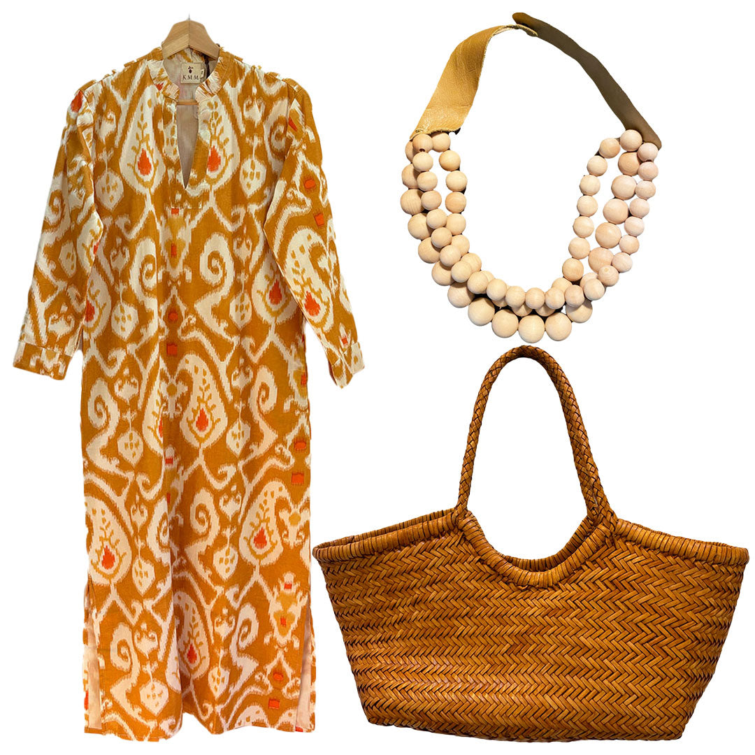 Poppy Ikat Caftan Dress