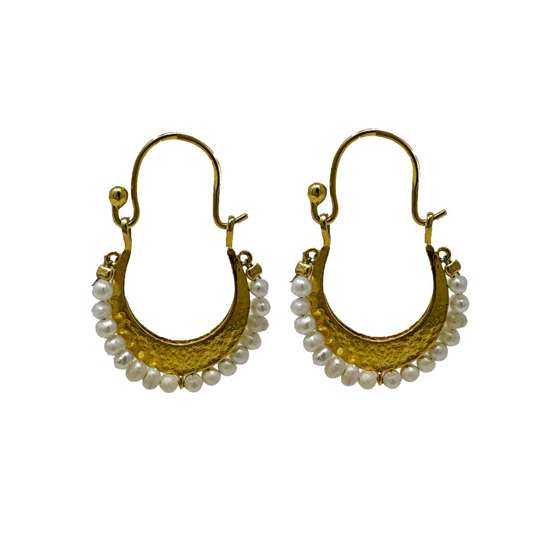 Vermeil and Pearl Earrings - Medium
