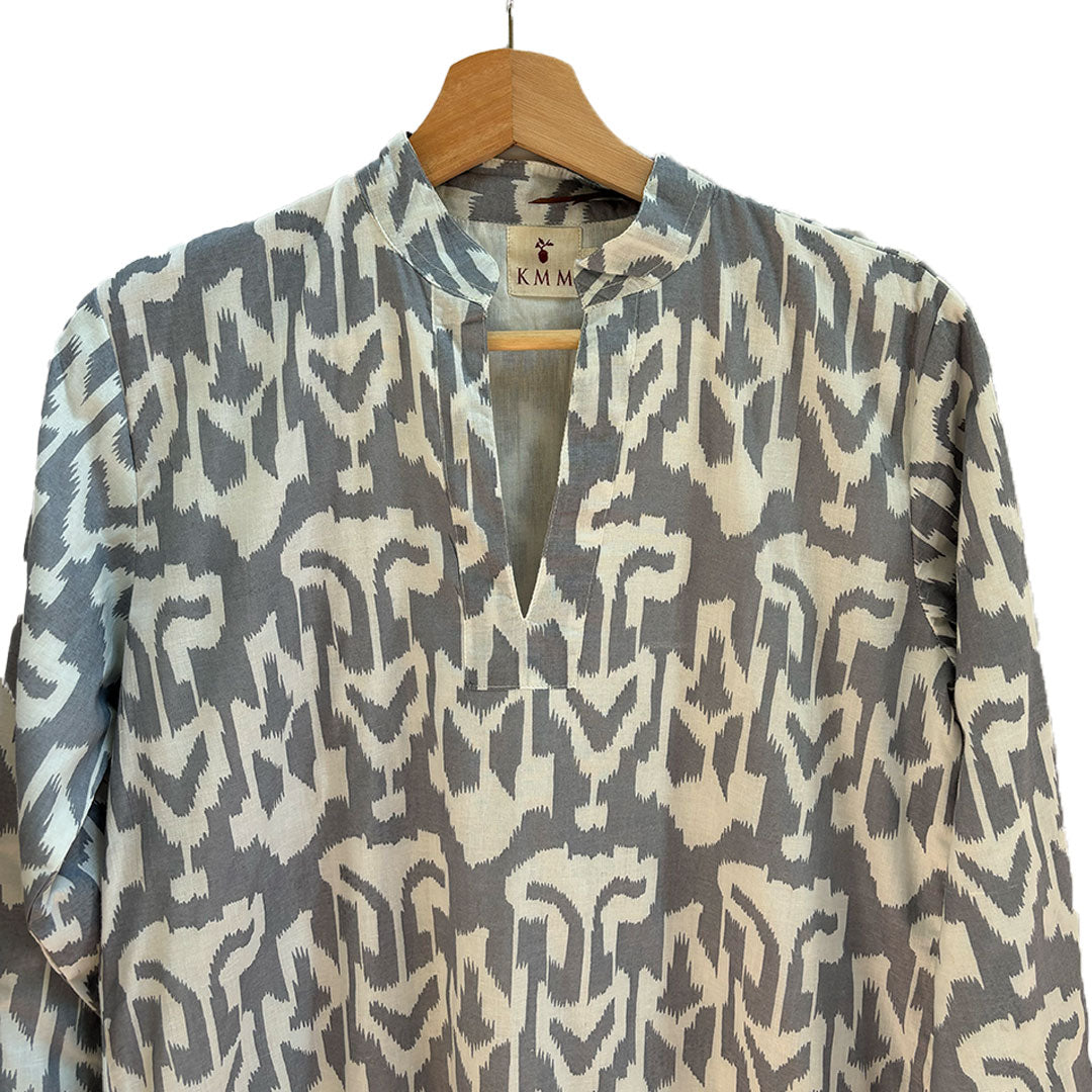 Poppy Ikat Caftan Dress - Grey Ikat