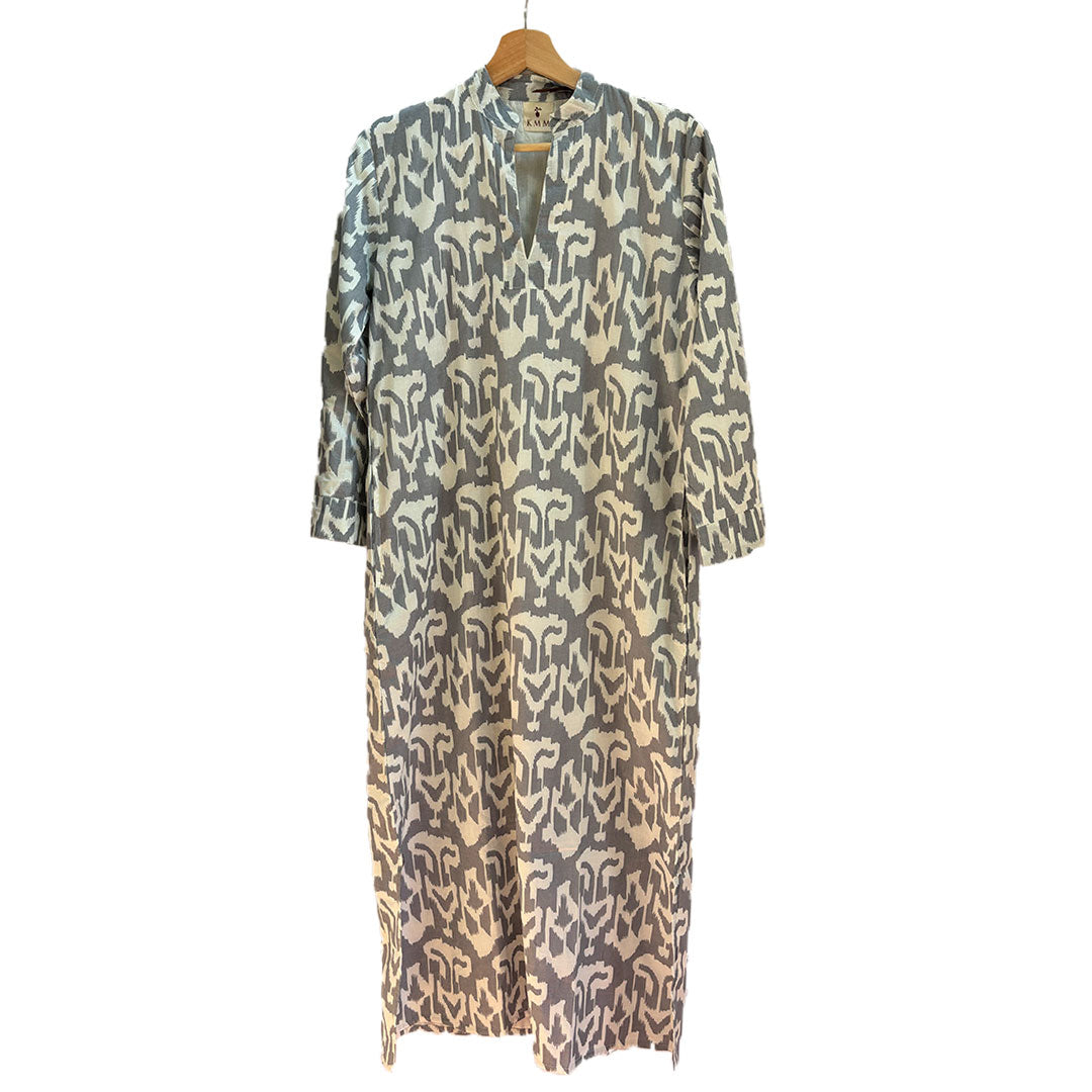 Poppy Ikat Caftan Dress - Grey Ikat