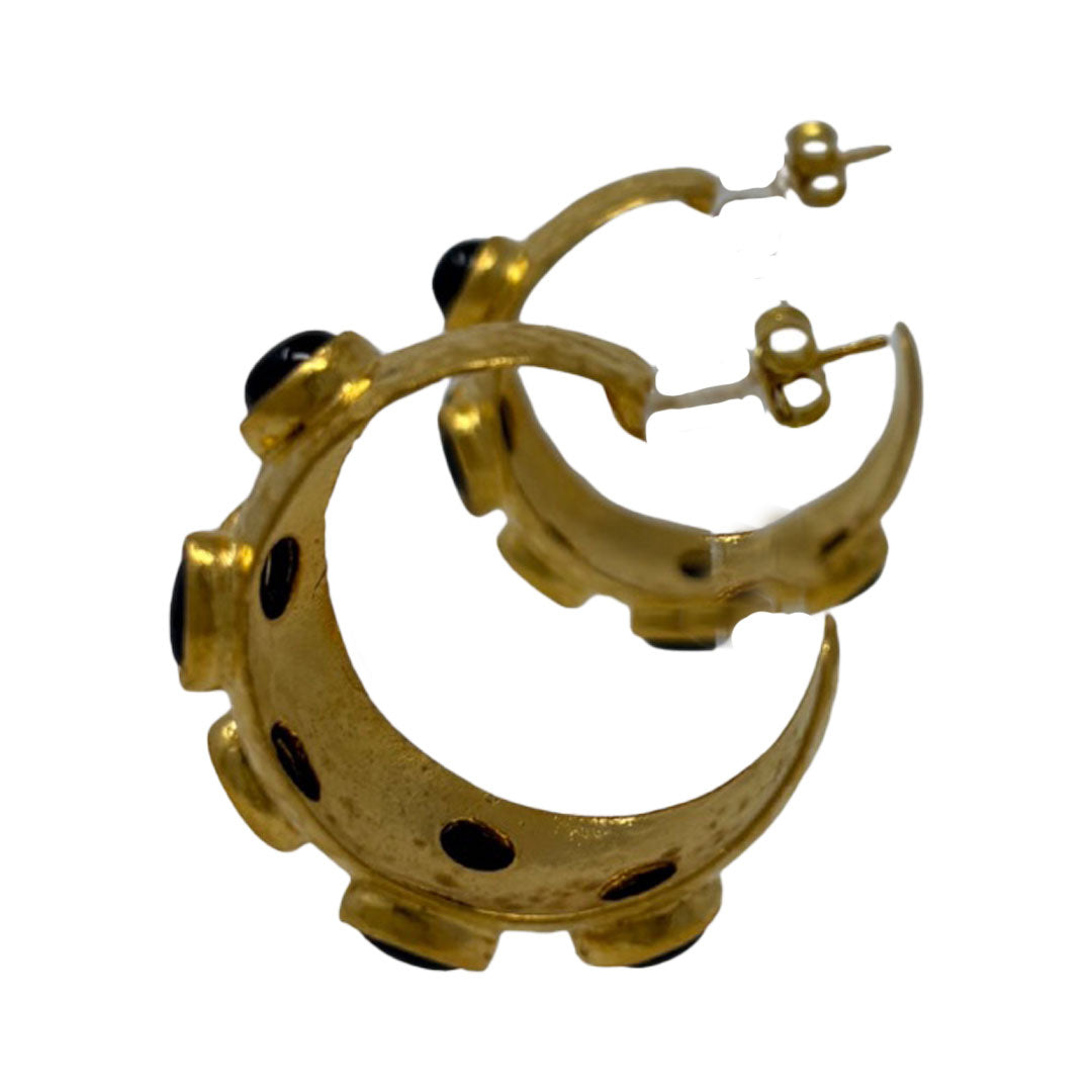 Hammered Hoop Earrings - Onyx