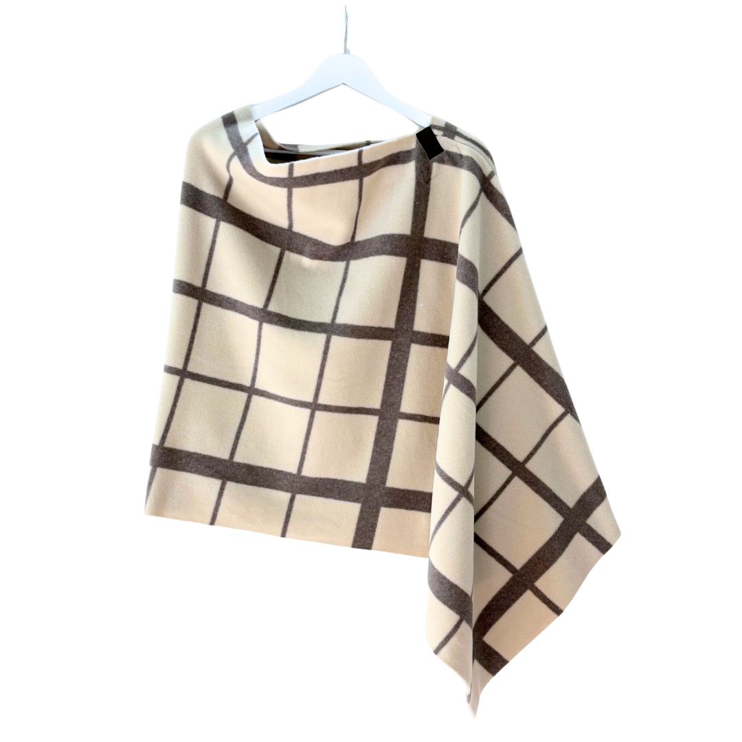 Henriette Poncho - Grey/Ecru