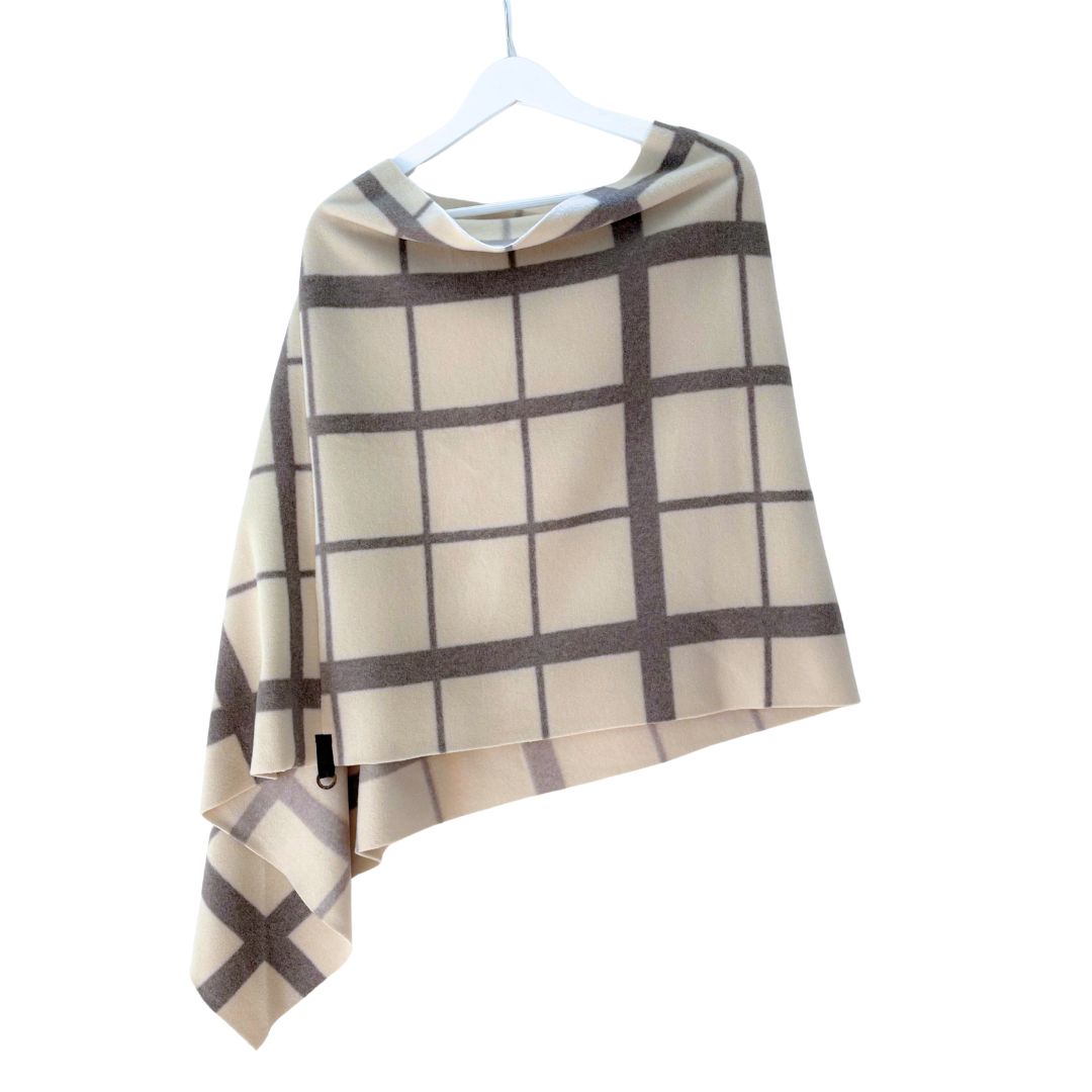 Henriette Poncho - Grey/Ecru