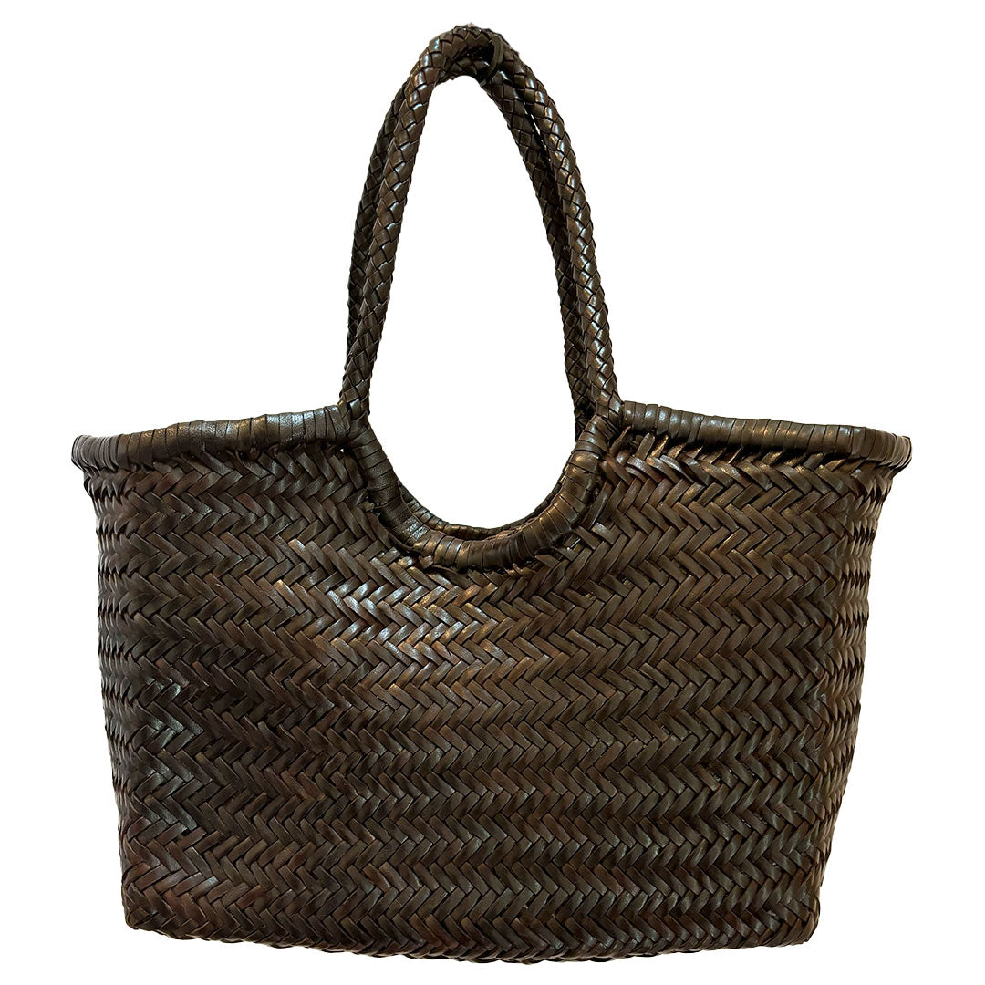 Gigi Woven Leather Bag - Espresso
