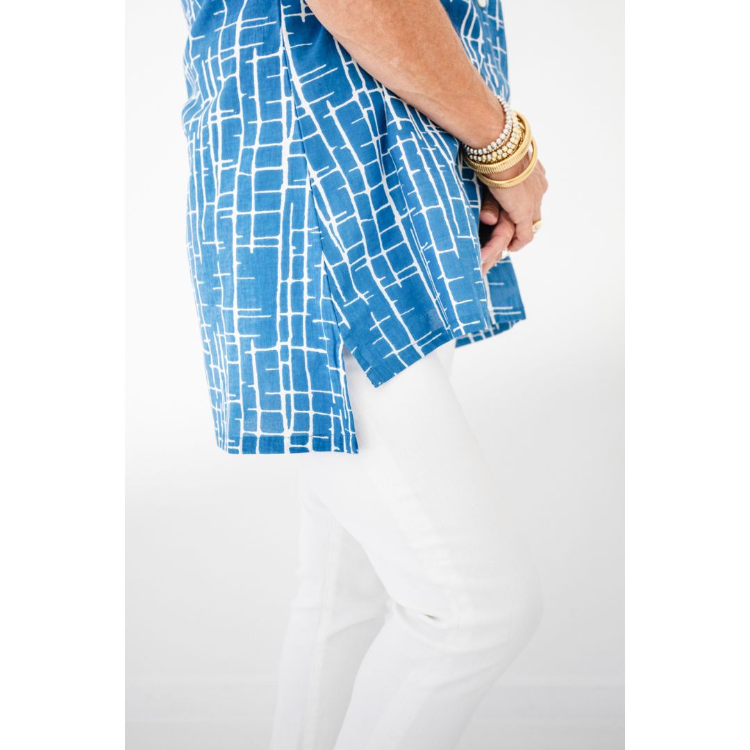 Lucia Top-Blue/White