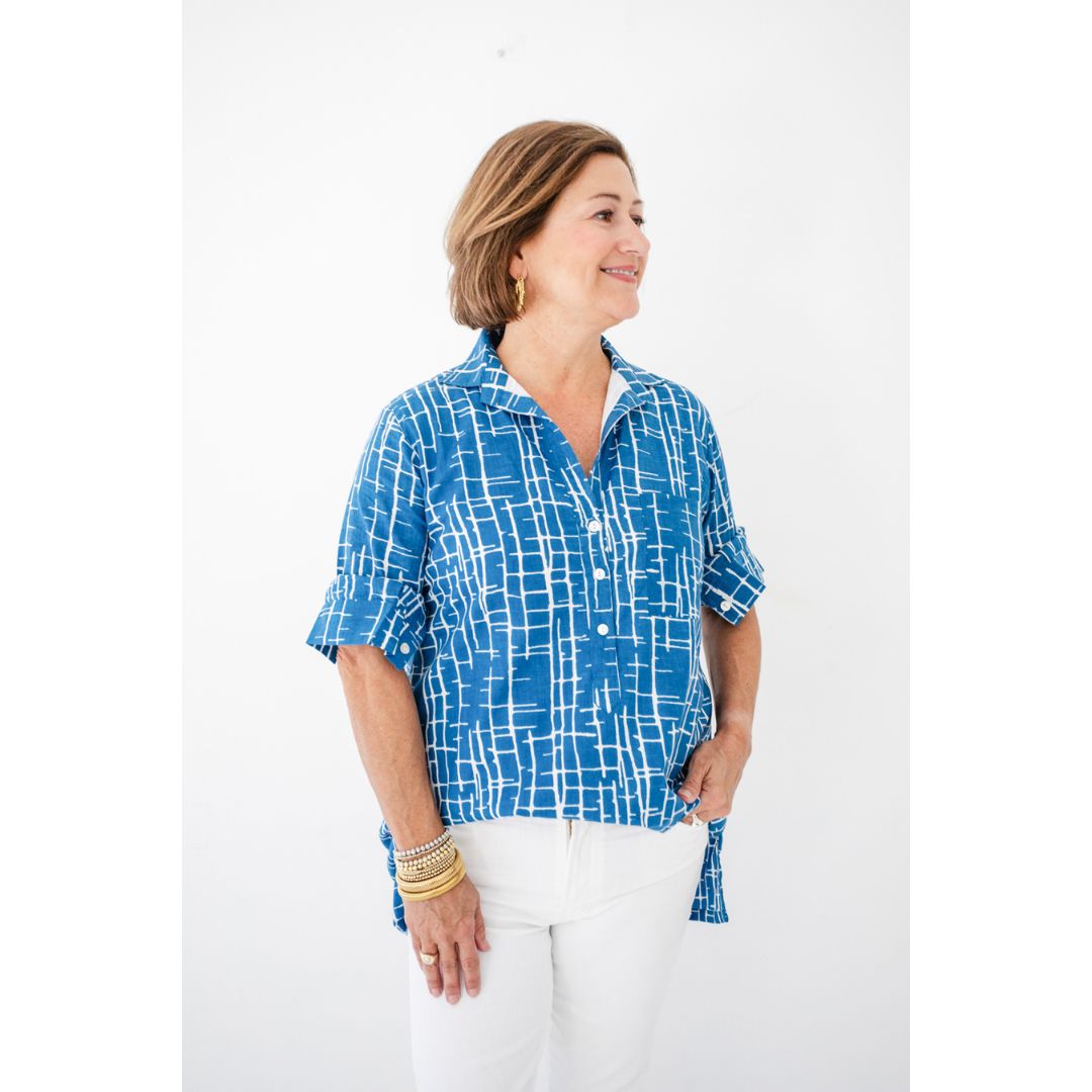 Lucia Top-Blue/White