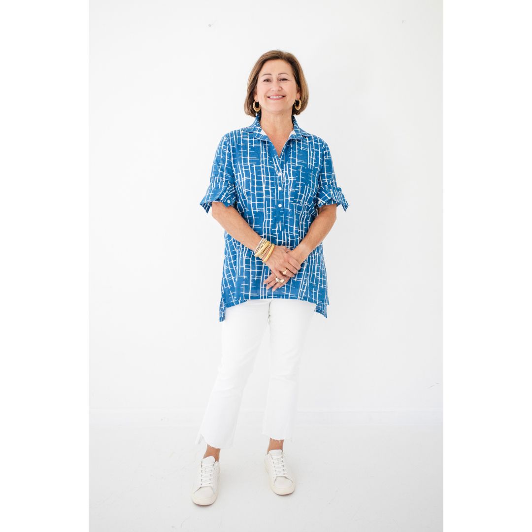 Lucia Top-Blue/White