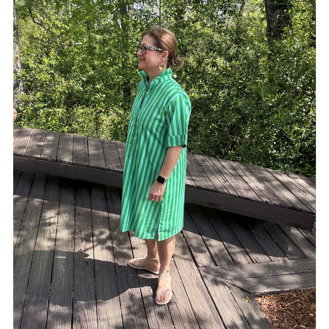 Lucia Shirt Dress - Green Stripe