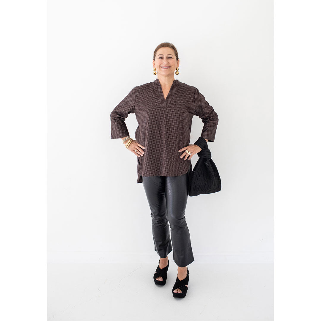 Margret Top - Brown/Black Geometric