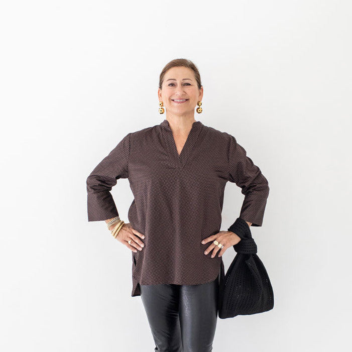 Margret Top - Brown/Black Geometric
