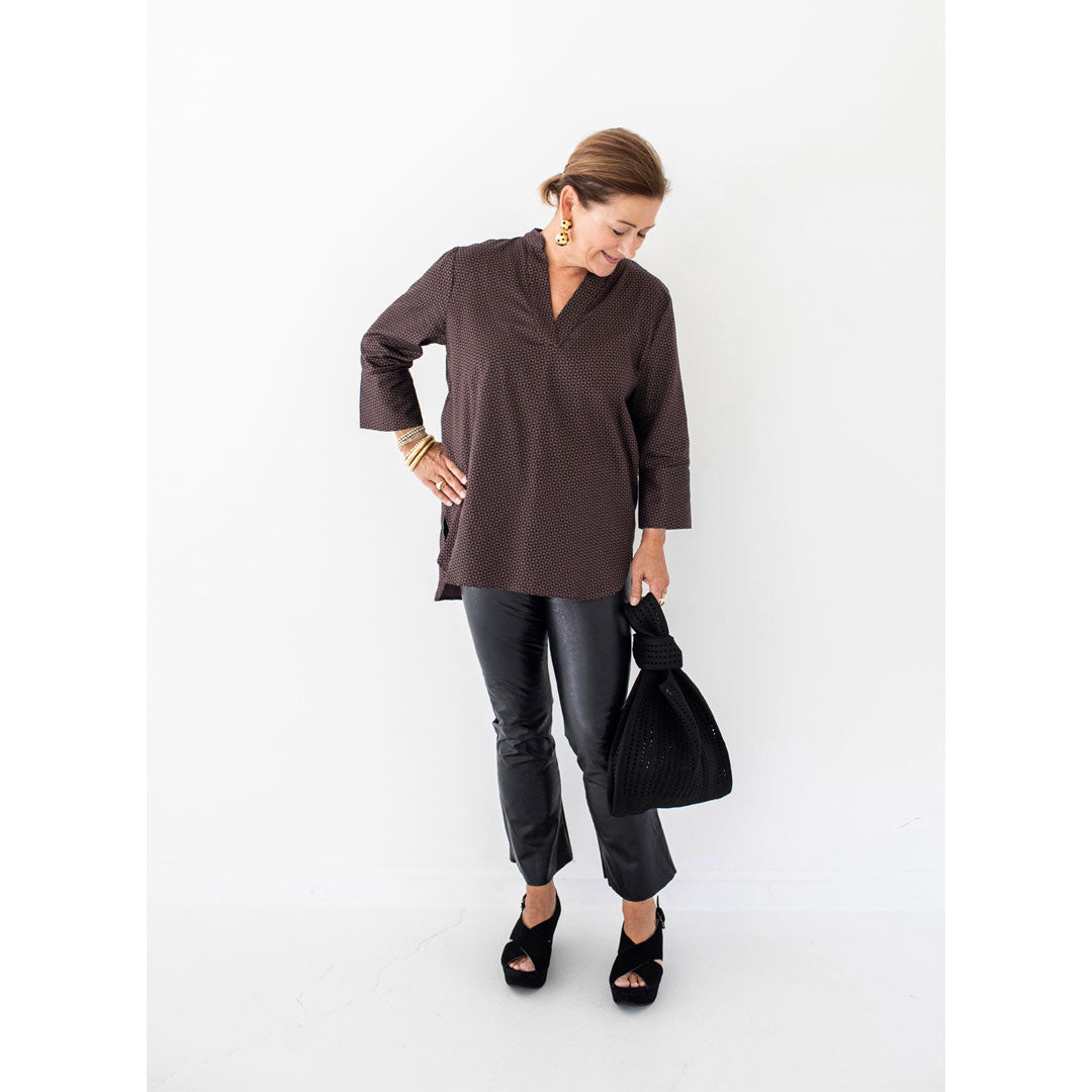 Margret Top - Brown/Black Geometric