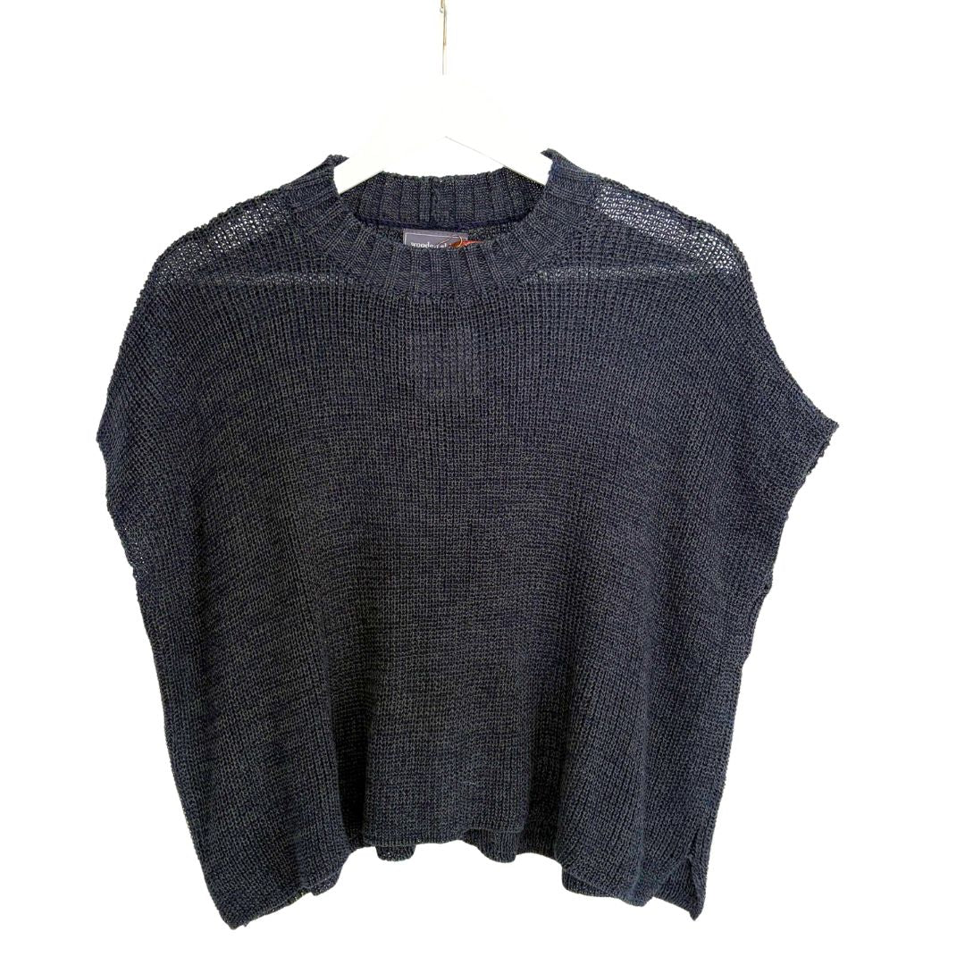 Shaker Sleeveless Sweater - Navy/Black