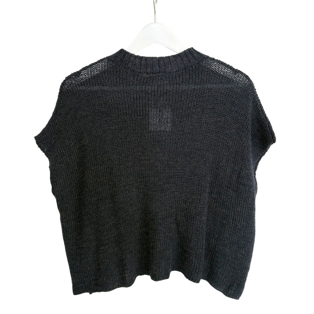 Shaker Sleeveless Sweater - Navy/Black