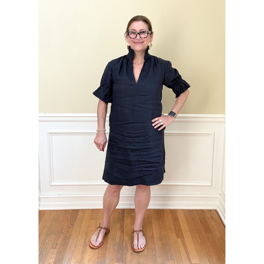 Linen Jillian Dress - Navy