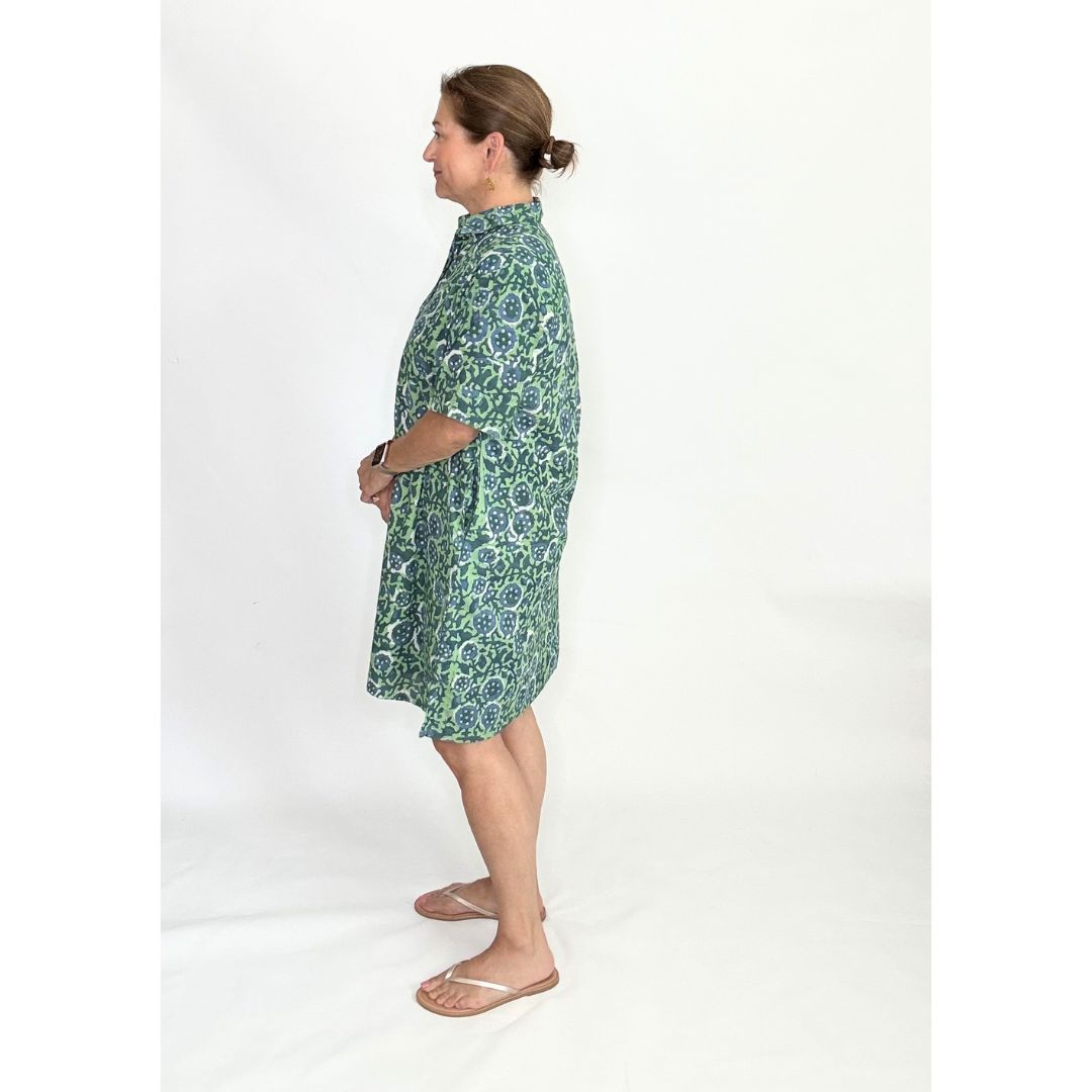 Lucia Short Dress - Blue/Green Floral