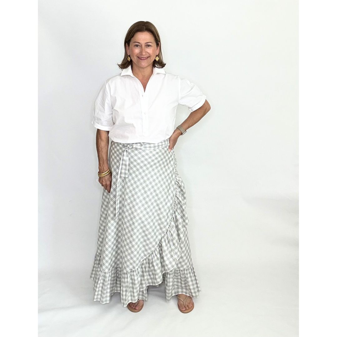 Sofia Wrap Skirt - Grey/White Check