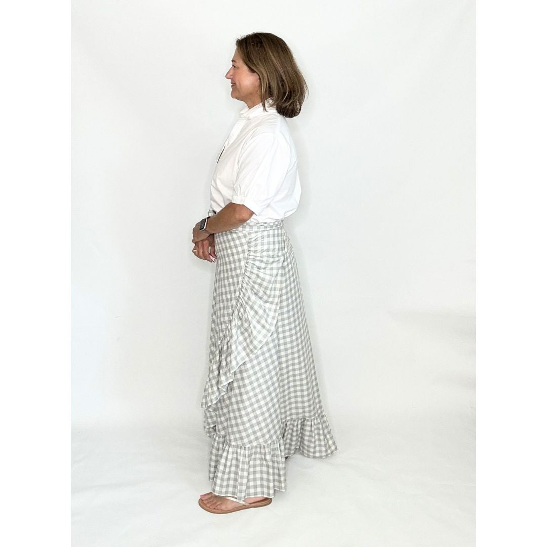 Sofia Wrap Skirt - Grey/White Check