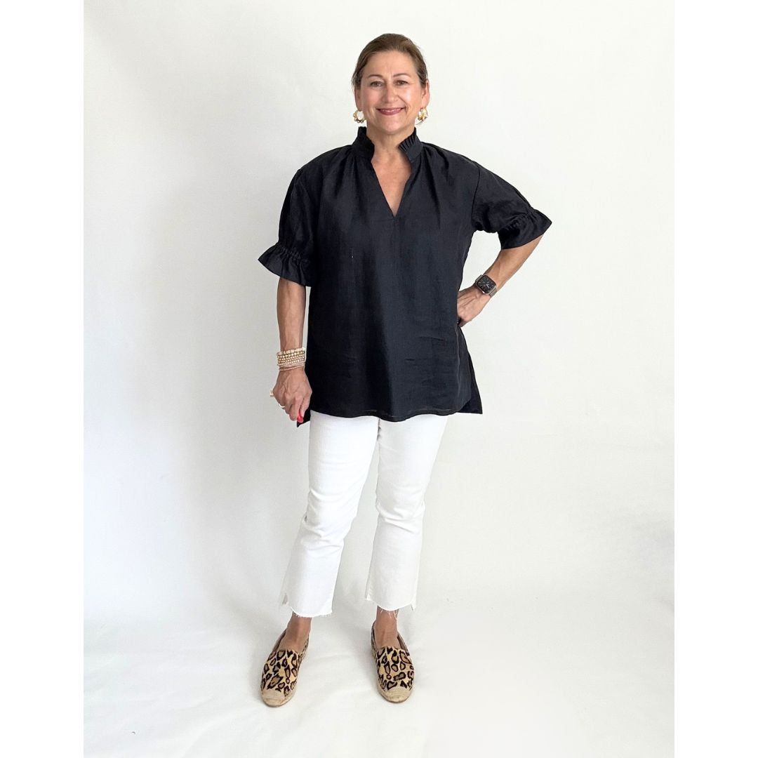 Linen Merritt Top - Navy