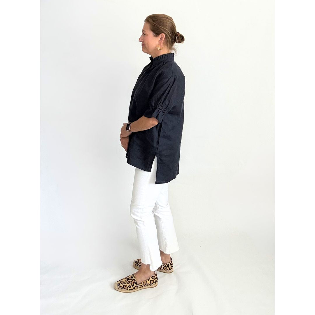 Linen Merritt Top - Navy