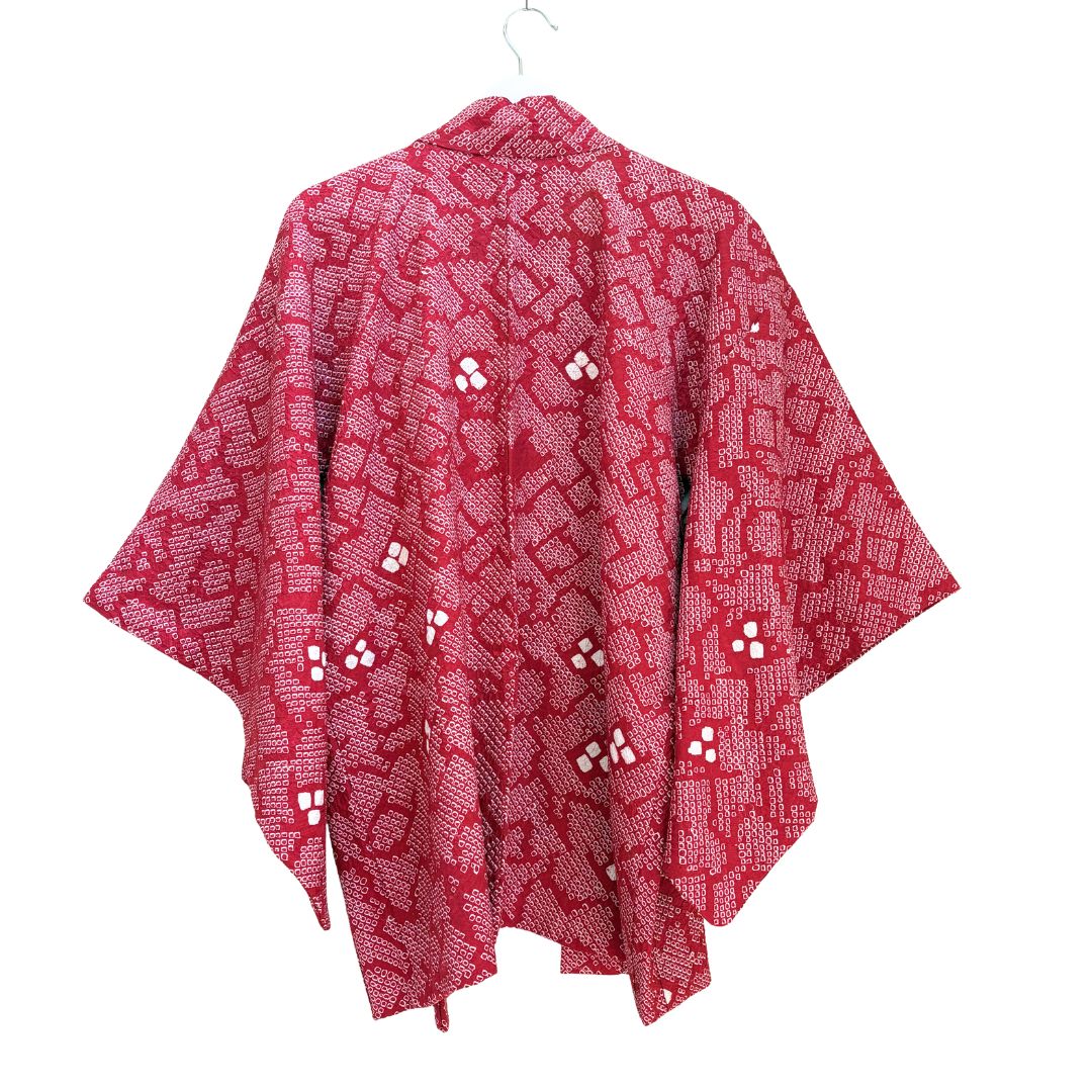 Japanese Haori - Red and White Shibori