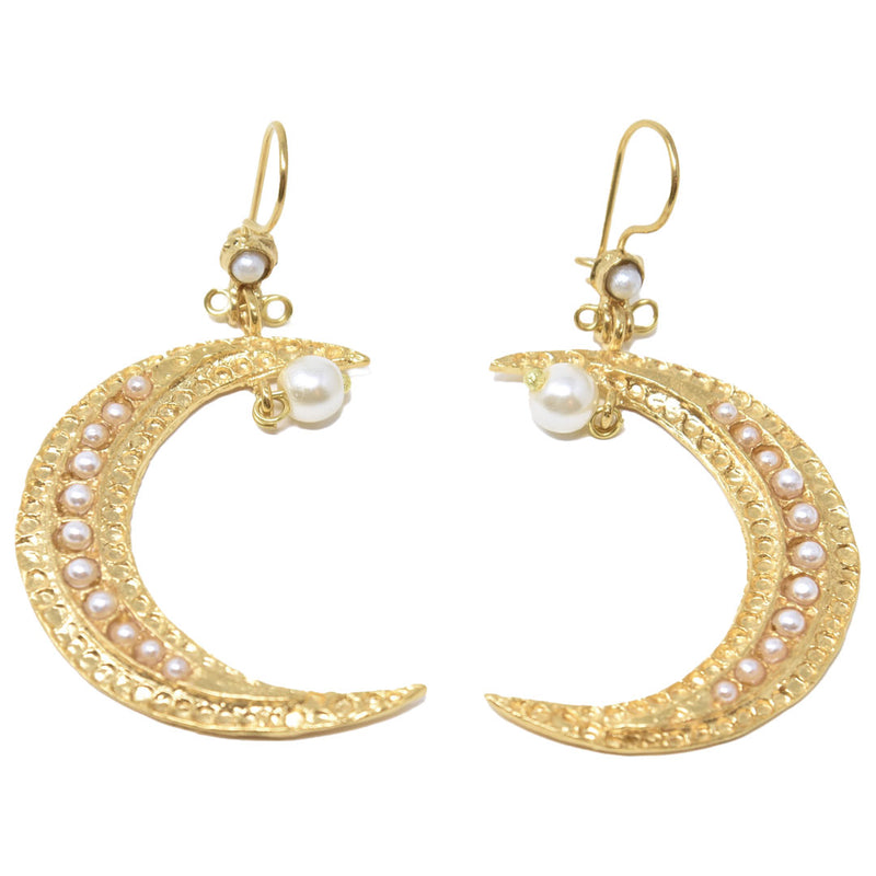 Moon and Pearl Earrings